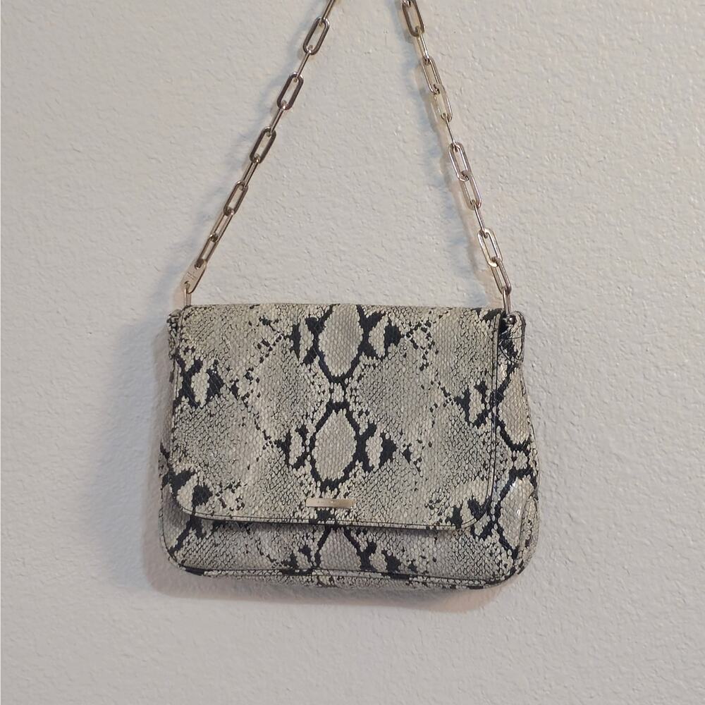 Nine West evening bag Snake Print Genuine Leather Bag Silver Chain Handle